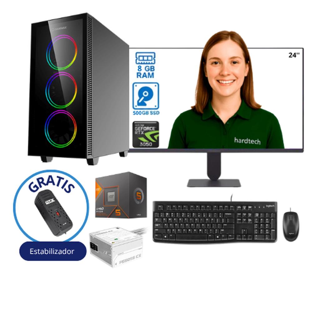 COMPUTADORA GAMER PROCESADOR AMD RYZEN 5 5500, 8GB RAM, SSD 500GB, RTX 3050