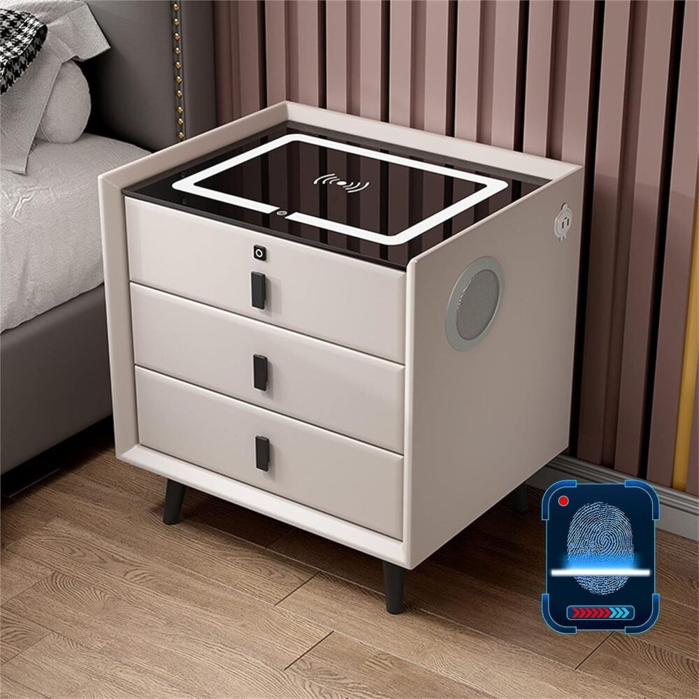 MESA DE NOCHE LED SMART 3 CAJONES C/ PARLANTE BLUETOOTH