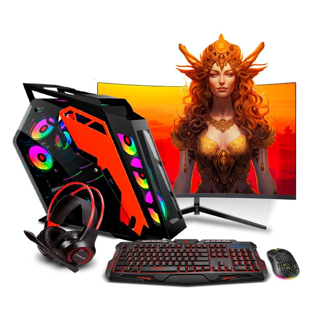 COMPUTADORA PC GAMER K-PLUS ORANGE INTEL CORE I7 14700F 32GB 500GB 24" CURVO RTX5060TI 16GB MIPCLISTA - MI PC LISTA