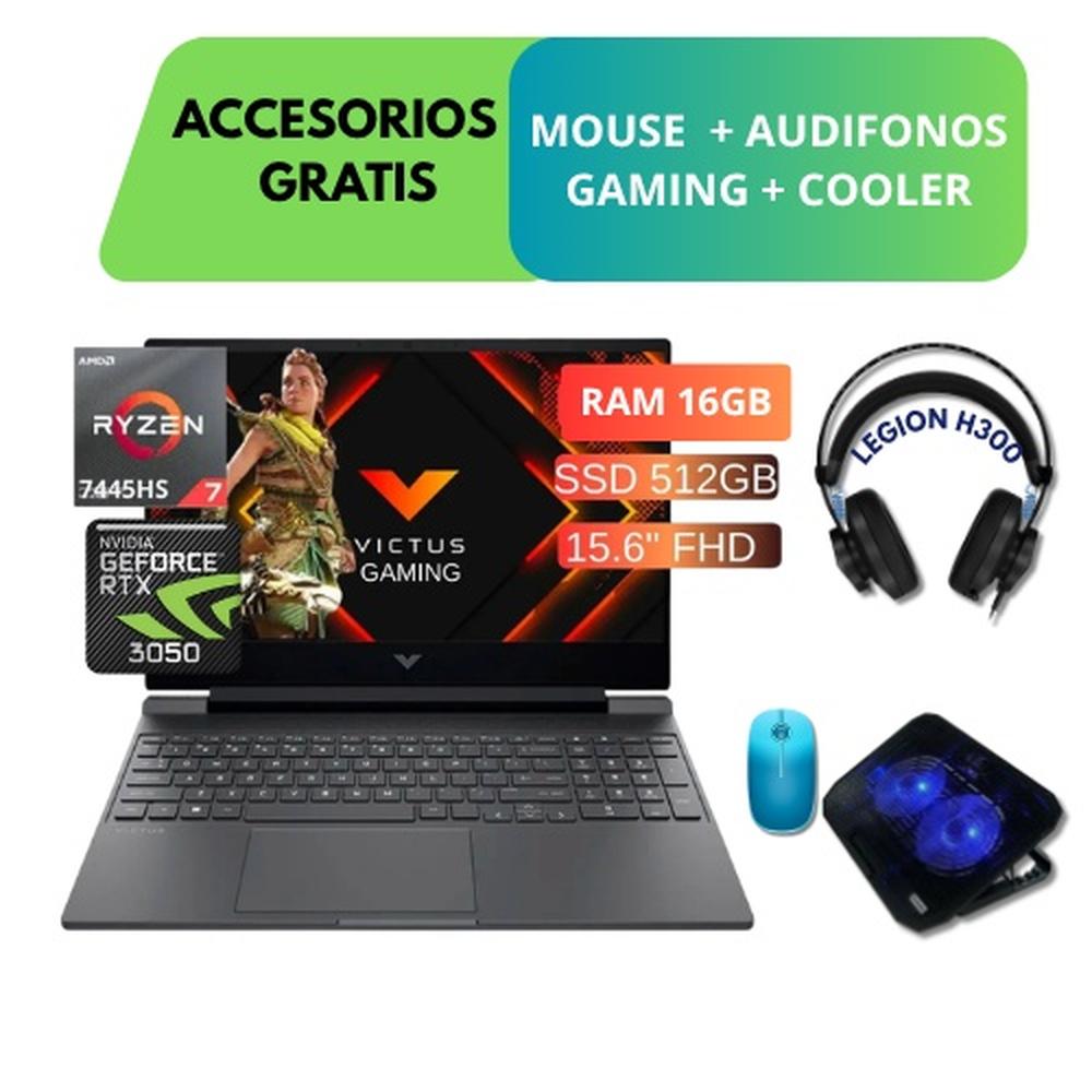 COMBO LAPTOP HP
VICTUS 15-FB3019LA, RYZEN 7 7445H, 16GB RAM, 512GB SSD, TARJETA RTX 3050 + ACCESORIOS GRATIS