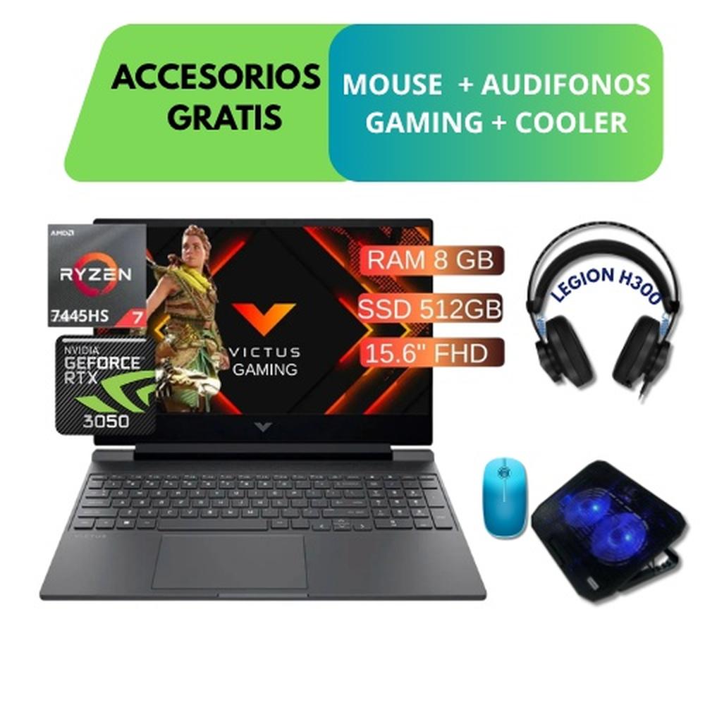 COMBO LAPTOP HP
VICTUS 15-FB3019LA, RYZEN 7 7445H, 8GB RAM, 512GB SSD, TARJETA RTX 3050 + ACCESORIOS GRATIS