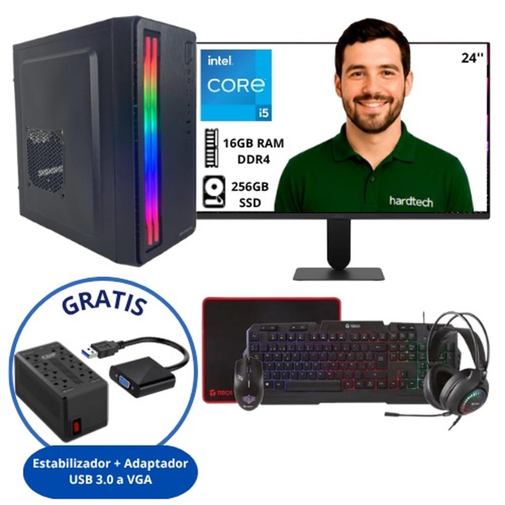 COMPUTADORA DE ESCRITORIO PROCESADOR INTEL CORE I5-12400, 16GB RAM, SSD 256GB, MONITOR 24" FHD IPS