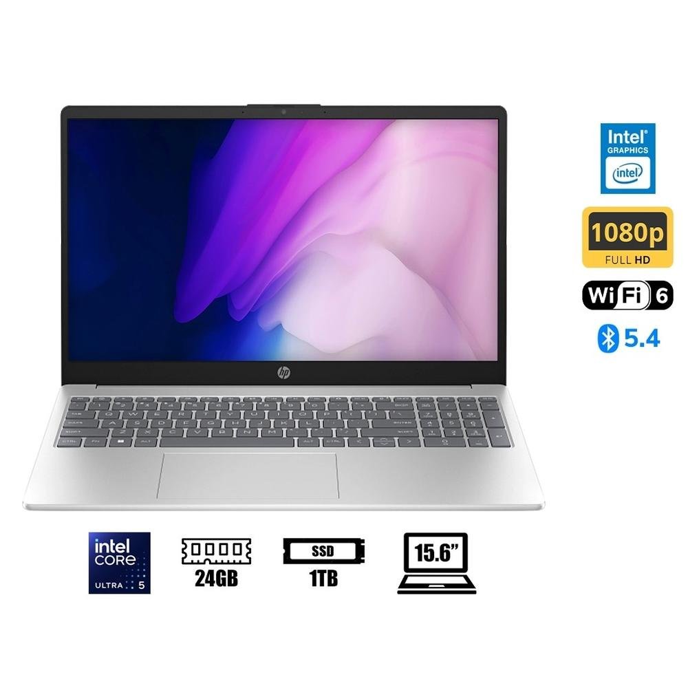 LAPTOP HP AI 15-FD2355LA INTEL CORE ULTRA 5 225U , 24GB DDR5, 1 TB SSD, 15.6" FHD IPS (250 NITS) , WINDOWS11, COLOR PLATA NATURAL