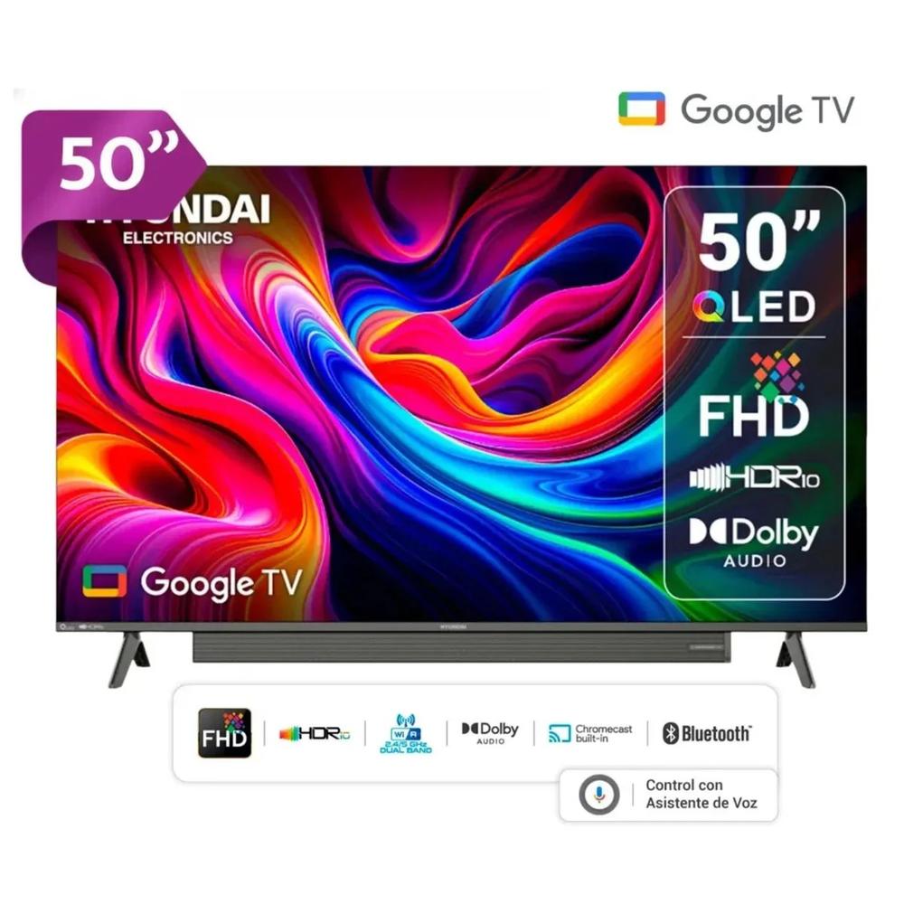 TELEVISOR 50” HYUNDAI QLED, GOOGLE TV FHD