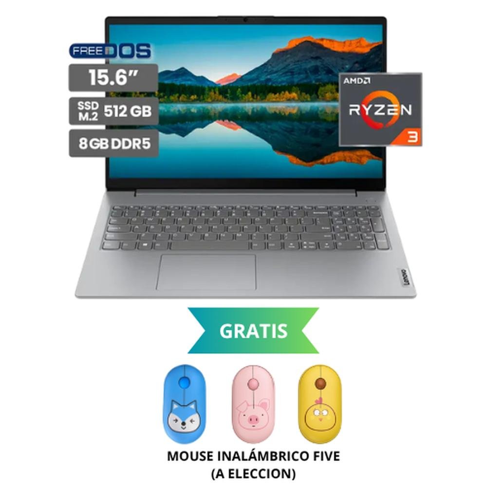 LAPTOP LENOVO V15 G4 AMN, 15.6 FHD, RYZEN 3-7320U HASTA 4.1GHZ, RAM 8GB DDR5, 512 GB SSD, TECLADO EN ESPAÑOL + ACCESORIOS GRATIS