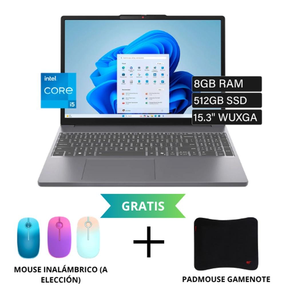 COMBO LAPTOP LENOVO IDEAPAD SLIM 3, 15.3 WUXGA, INTEL CORE 5, 8GB RAM, 512GB SSD + ACCESORIO GRATIS