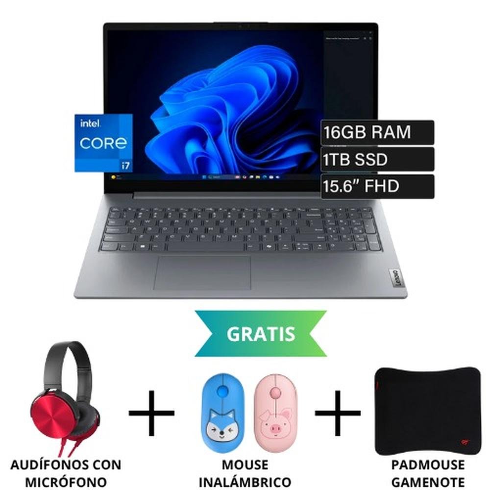 LAPTOP LENOVO V15 G5 IRL, INTEL CORE I7-13620H, 16GB RAM, 1 TB SSD, 15.6 FHD, TECLADO EN ESPAÑOL  + ACCESORIOS GRATIS