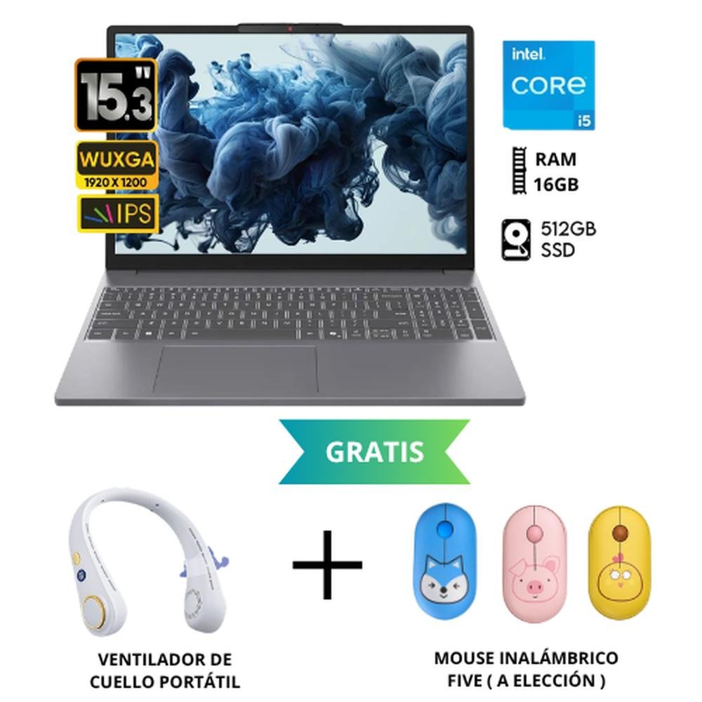 LAPTOP LENOVO IDEAPAD SLIM 3 15IRH10, INTEL CORE I5 13420H, 16GB RAM, 512GB SSD, 15.3 WUXGA + ACCESORIOS GRATIS