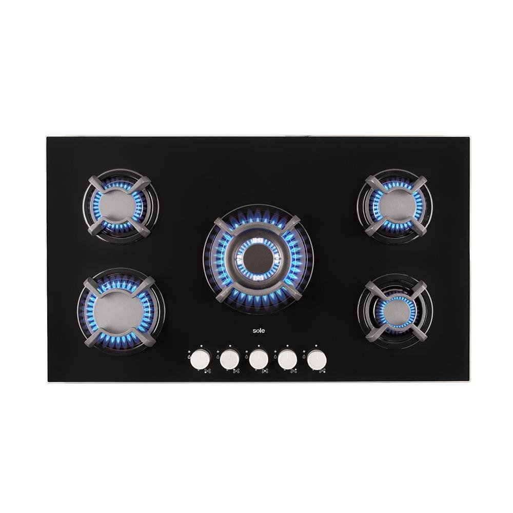 COCINA EMPOTRABLE GAS VIDRIO 86CM