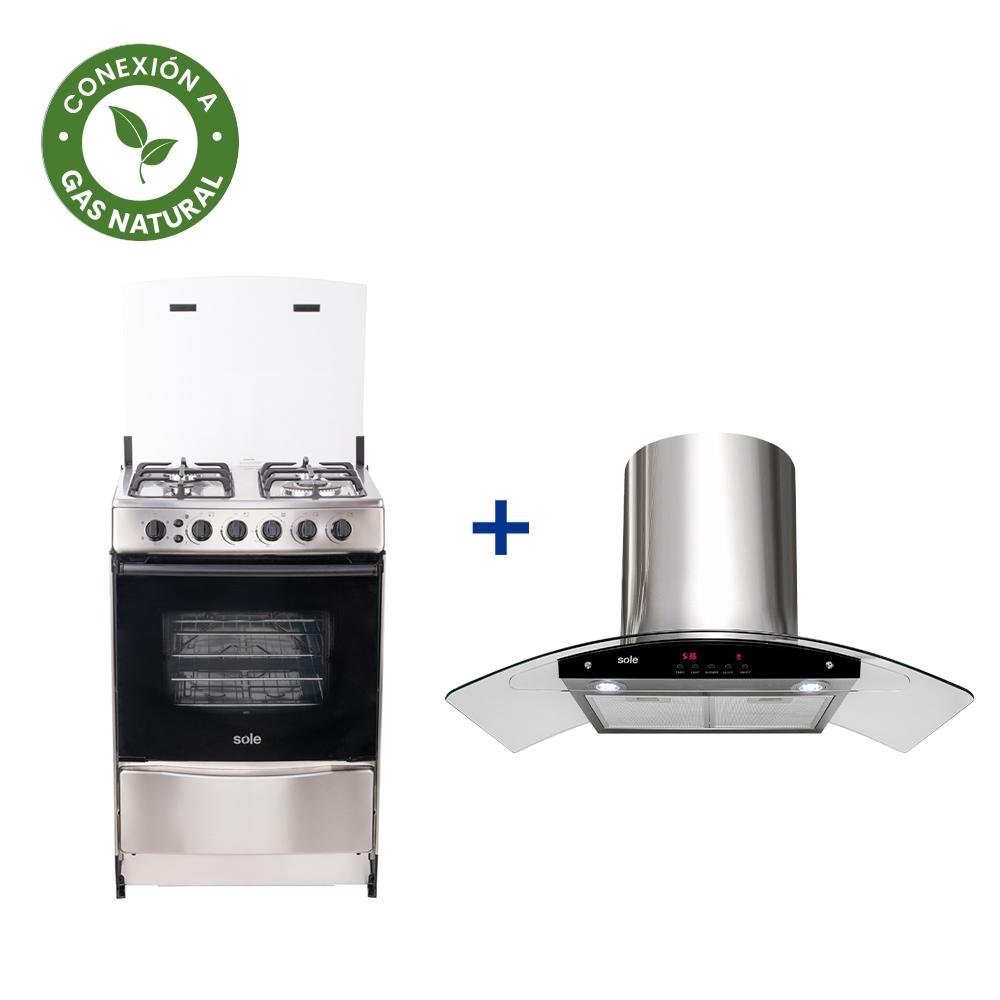 COCINA SOLE 24" - VARADERO + CONEXIÓN + CAMPANA SOLE DECORATIVA VENUS PLUS 90