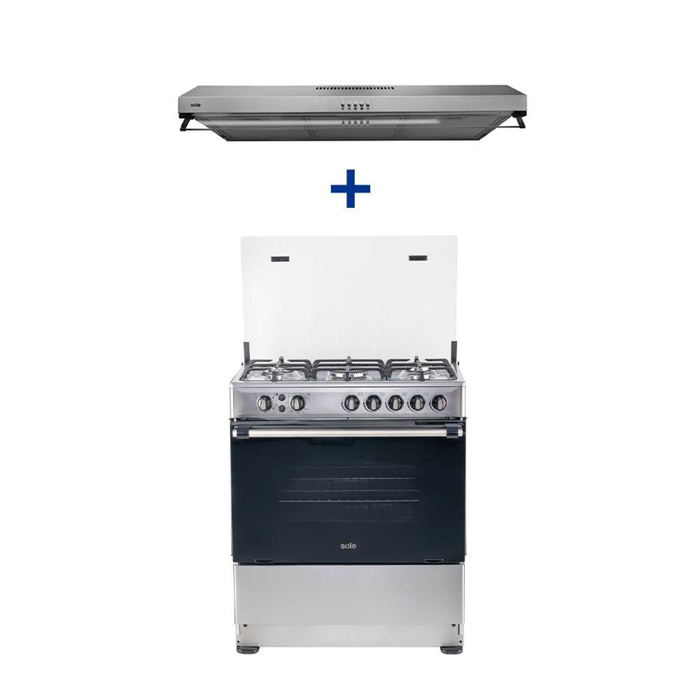 COCINA SOLE 30" - DUBAI DELUXE + CAMPANA NUEVA ROMA 90CM TURE 17CO
