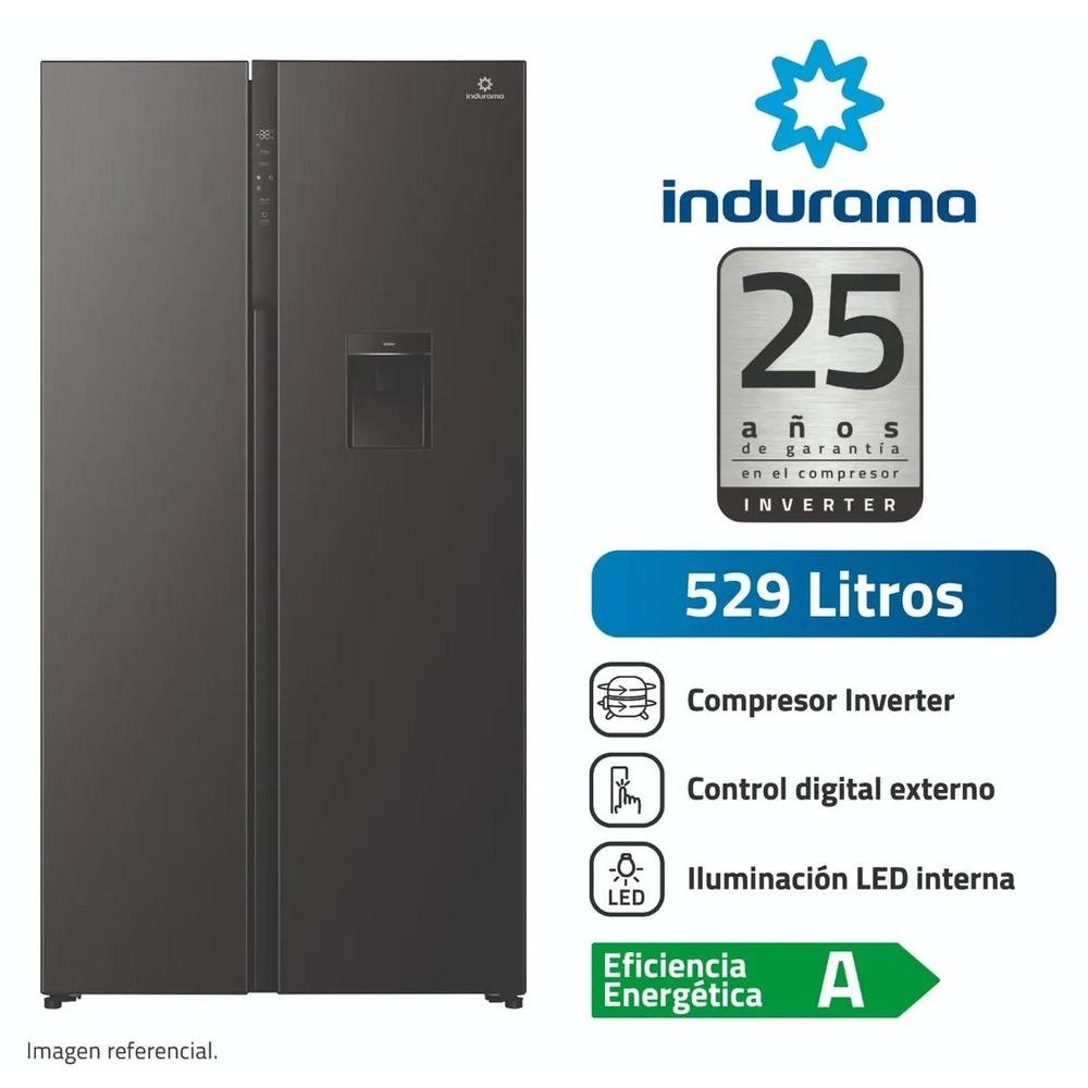 REFRIGERADORA INDURAMA NEGRA Side by Side 529L RI-795DNI