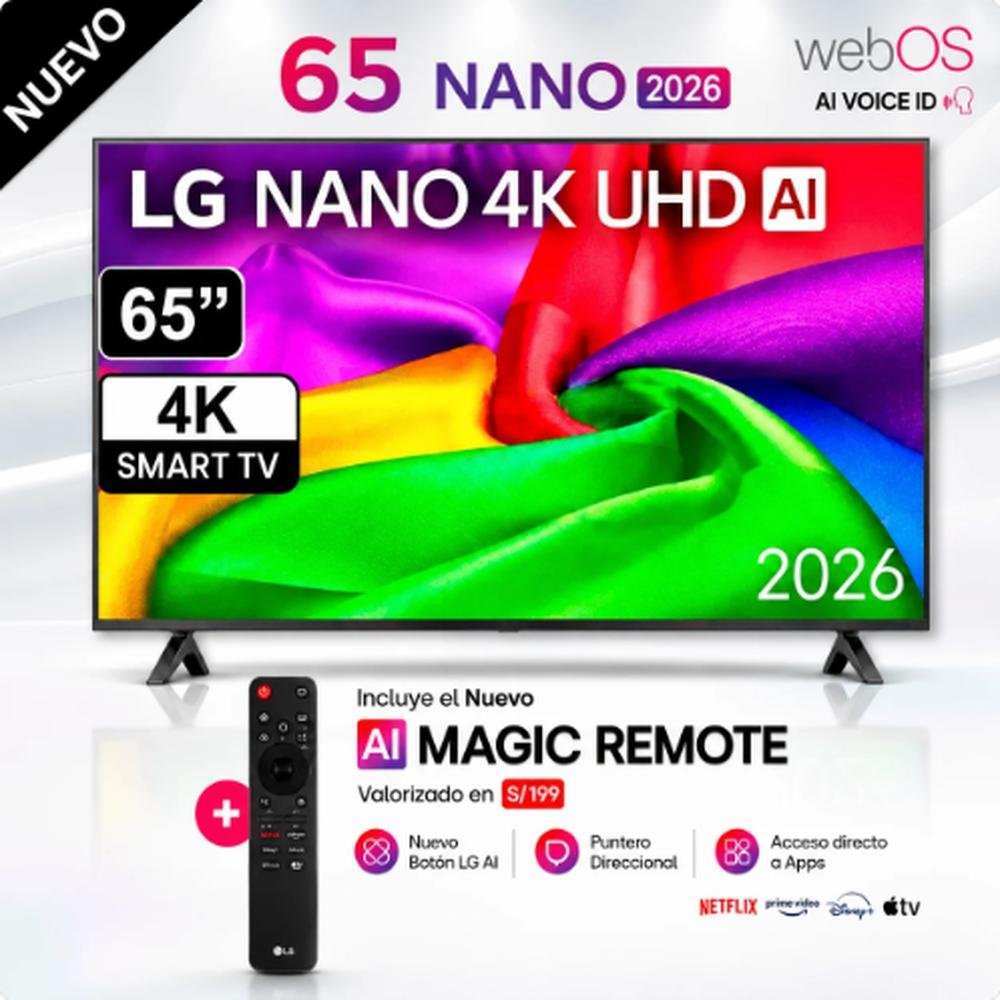 TELEVISOR 65" LG NANO 4K UHD AI 65NU800BPSB.AWFQ SMART TV 2026 /MAGIC CONTROL