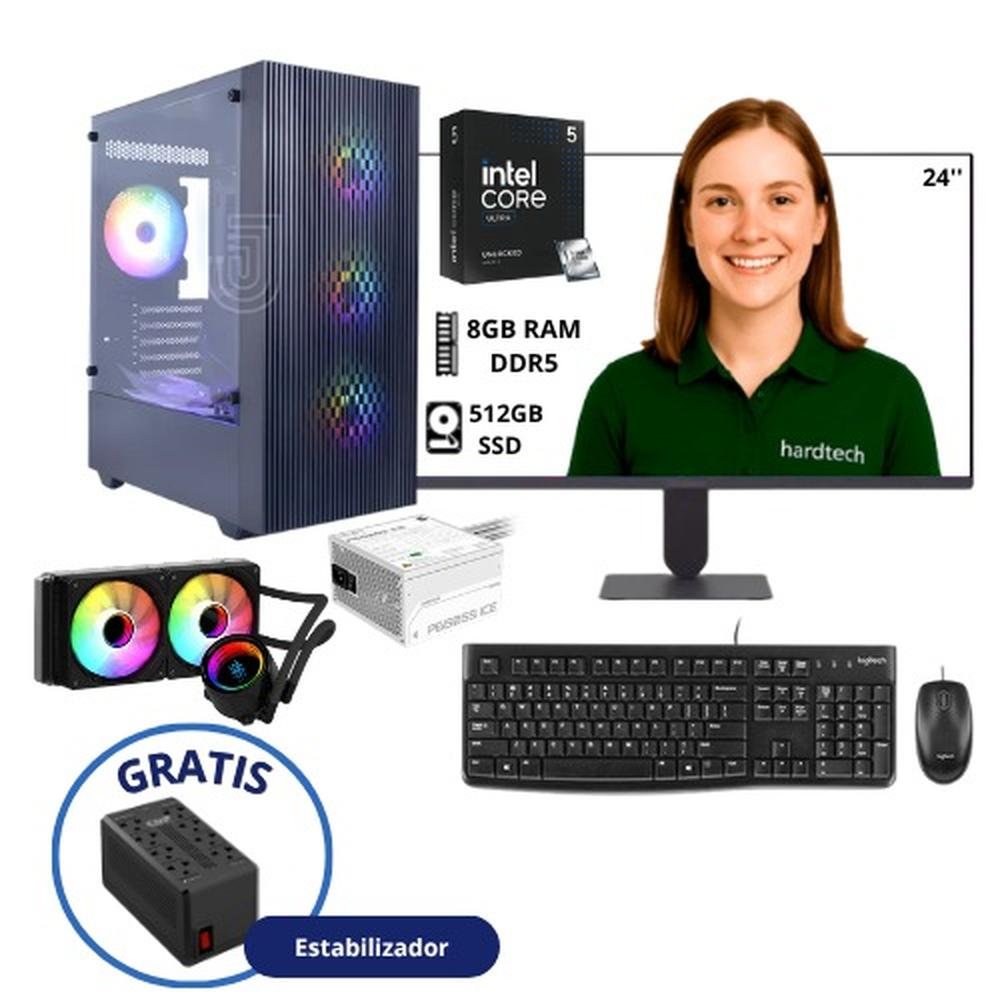 PC INTEL CORE  ULTRA 5 245K, 8GB RAM, SSD 512GB, FUENTE GIGABYTE  P650SS-ICE